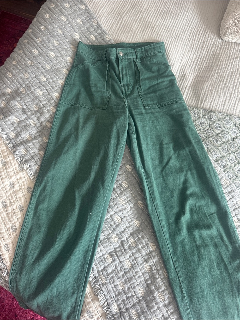 H&M Forest Green Wide Leg Pants